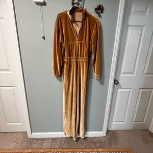 Fabletics Velour Zip-Up Wide Legged Onesie (Medium)